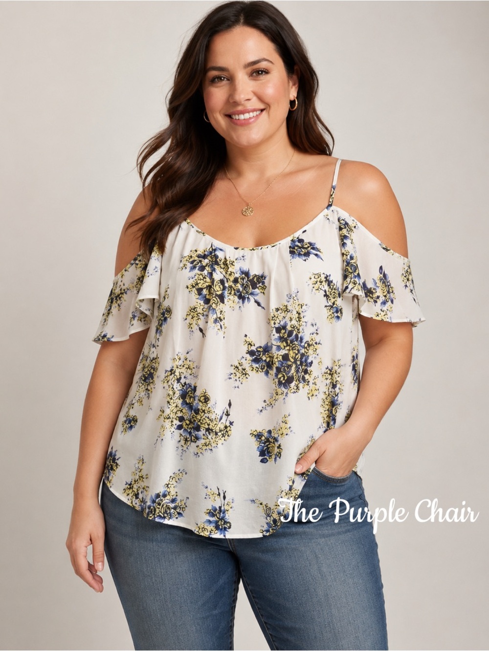 JOIE Floral Print Adorlee Silk Cold-Shoulder Top S
